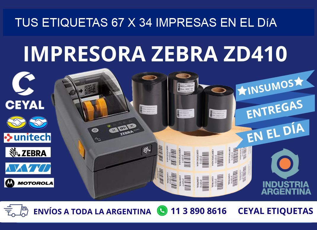 Tus Etiquetas 67 x 34 Impresas en el Día