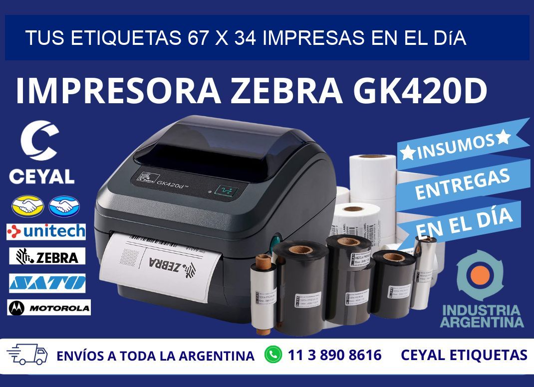 Tus Etiquetas 67 x 34 Impresas en el Día