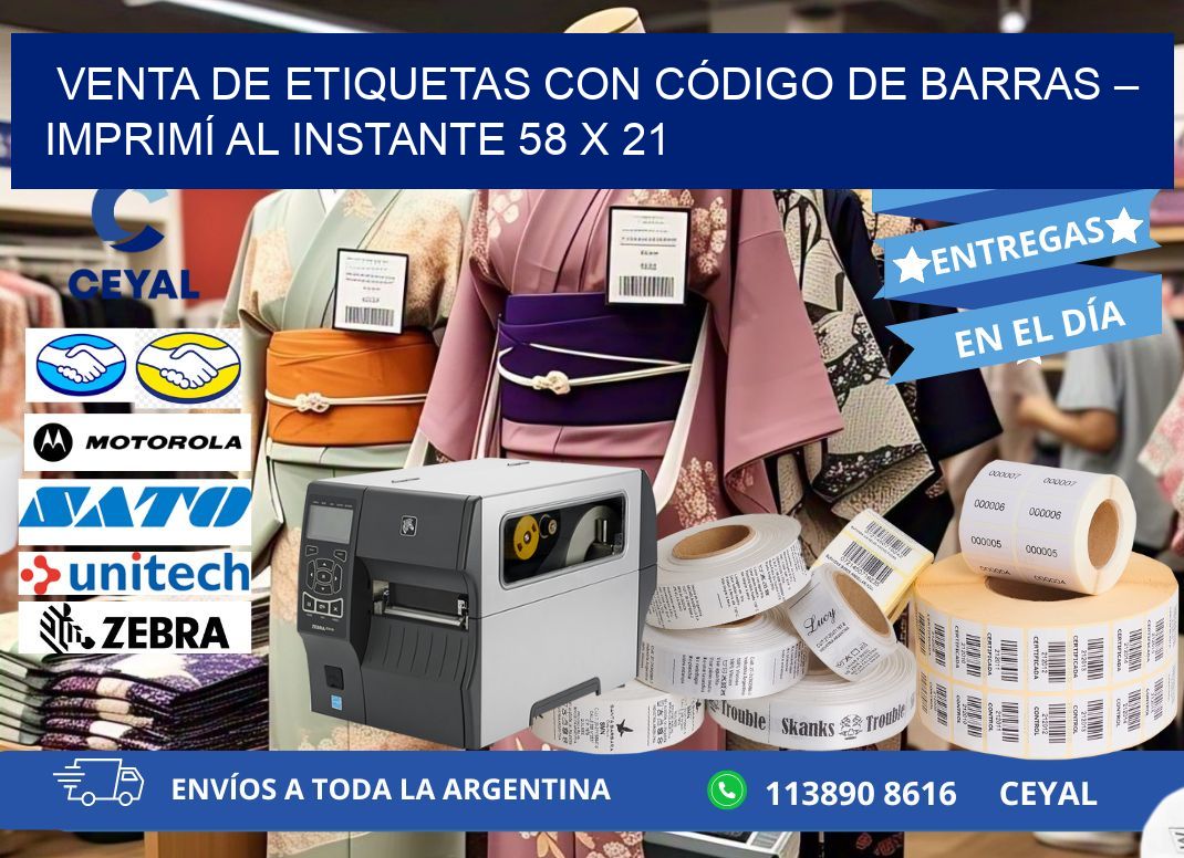 VENTA DE ETIQUETAS CON CÓDIGO DE BARRAS – IMPRIMÍ AL INSTANTE 58 x 21