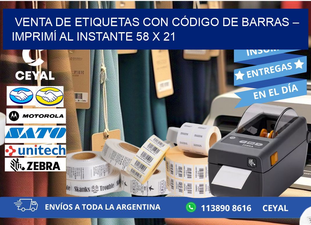 VENTA DE ETIQUETAS CON CÓDIGO DE BARRAS – IMPRIMÍ AL INSTANTE 58 x 21