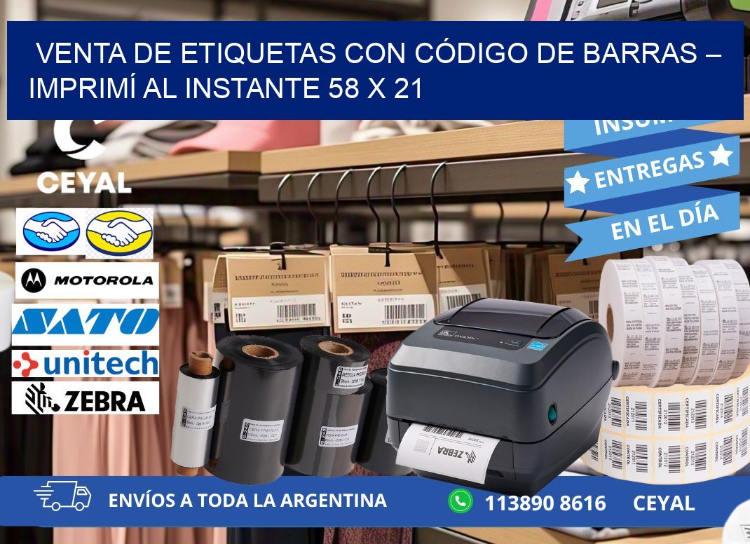 VENTA DE ETIQUETAS CON CÓDIGO DE BARRAS – IMPRIMÍ AL INSTANTE 58 x 21