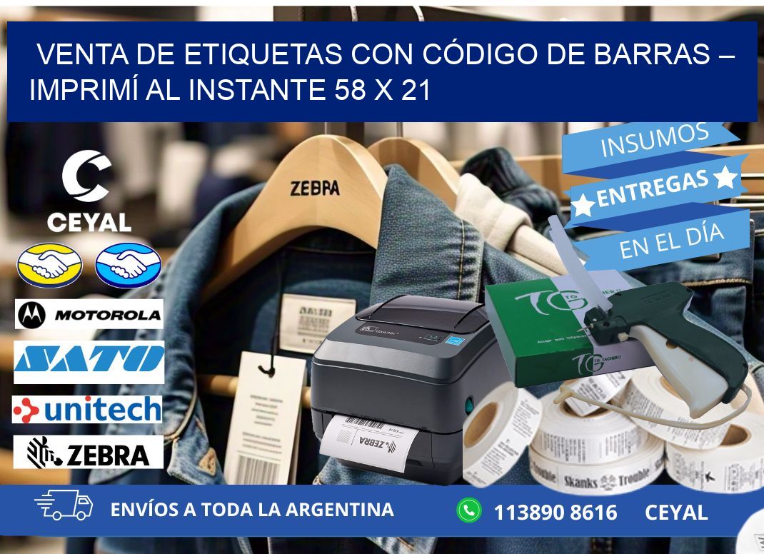 VENTA DE ETIQUETAS CON CÓDIGO DE BARRAS – IMPRIMÍ AL INSTANTE 58 x 21