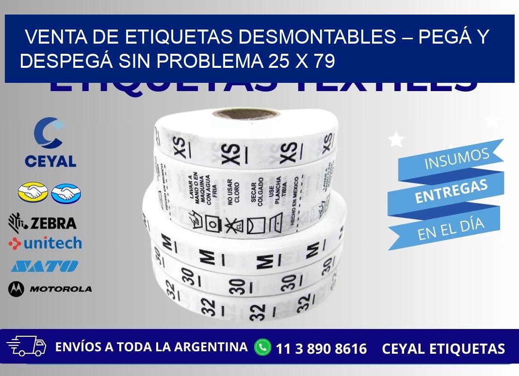 VENTA DE ETIQUETAS DESMONTABLES – PEGÁ Y DESPEGÁ SIN PROBLEMA 25 x 79