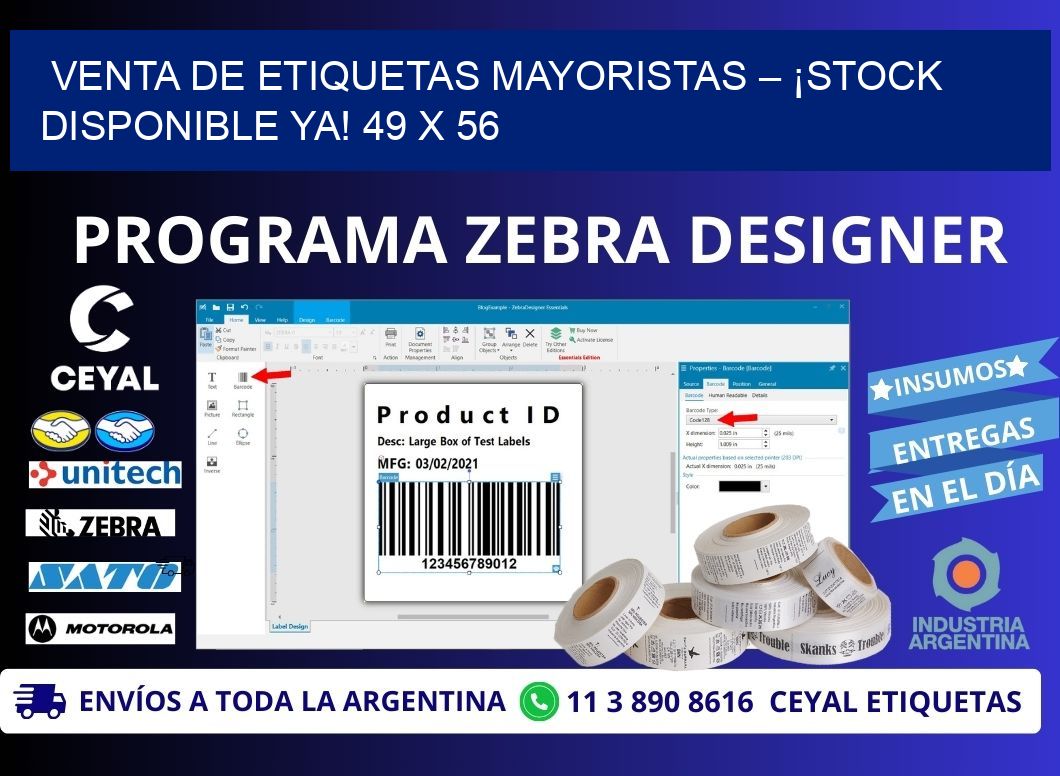 VENTA DE ETIQUETAS MAYORISTAS – ¡STOCK DISPONIBLE YA! 49 x 56