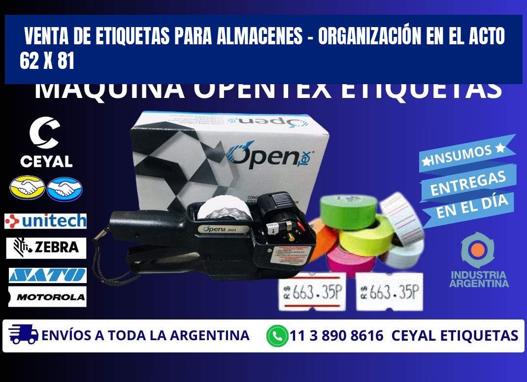 VENTA DE ETIQUETAS PARA ALMACENES – ORGANIZACIÓN EN EL ACTO 62 x 81
