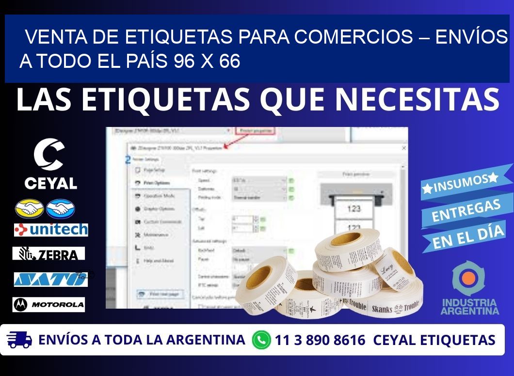 VENTA DE ETIQUETAS PARA COMERCIOS – ENVÍOS A TODO EL PAÍS 96 x 66