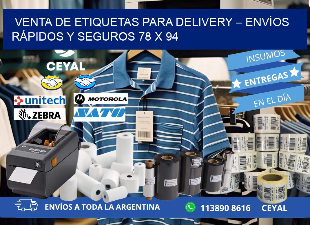 VENTA DE ETIQUETAS PARA DELIVERY – ENVÍOS RÁPIDOS Y SEGUROS 78 x 94