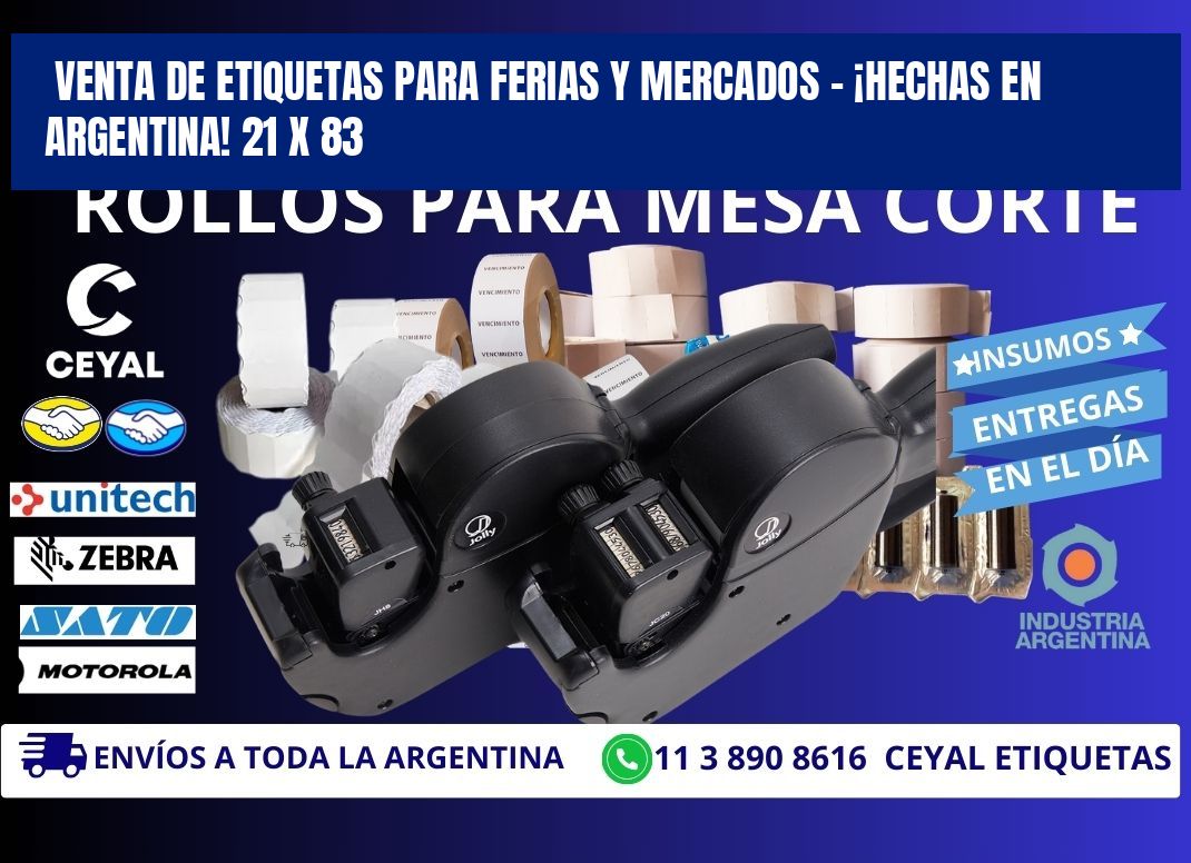 VENTA DE ETIQUETAS PARA FERIAS Y MERCADOS – ¡HECHAS EN ARGENTINA! 21 x 83