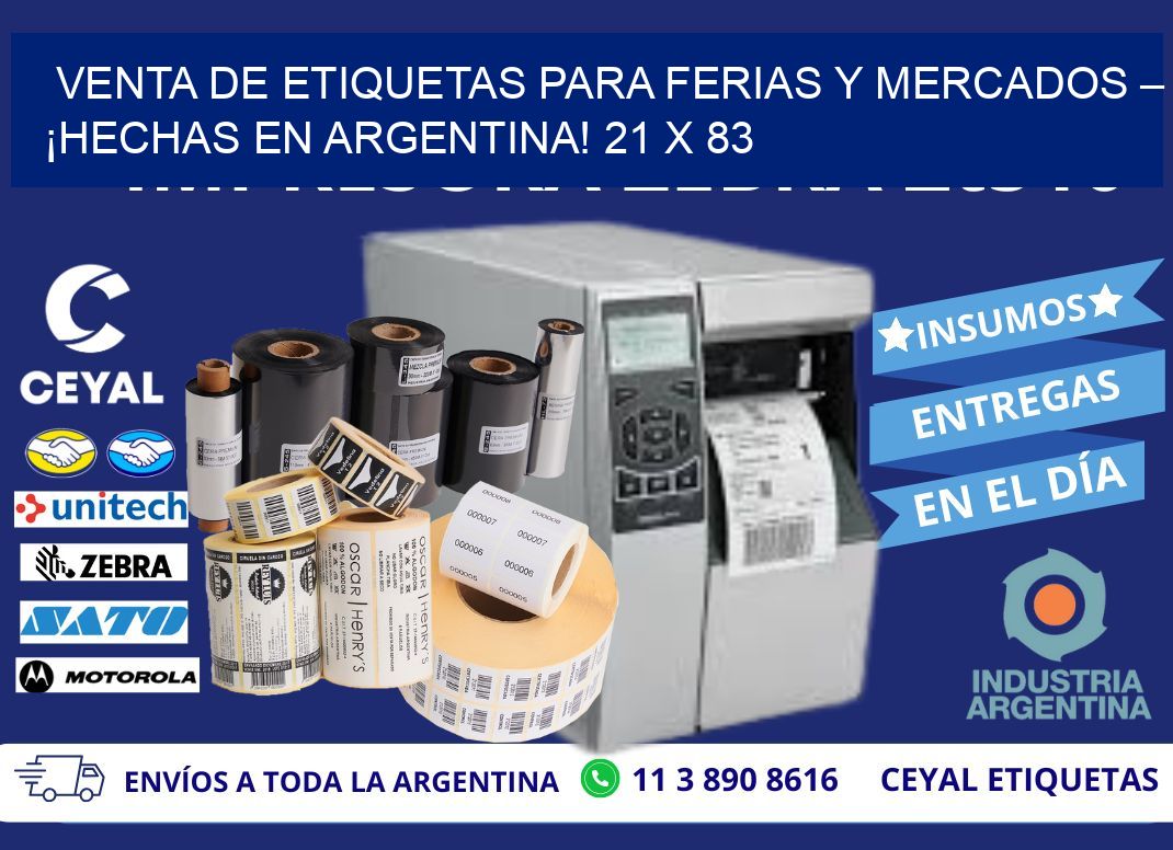 VENTA DE ETIQUETAS PARA FERIAS Y MERCADOS – ¡HECHAS EN ARGENTINA! 21 x 83