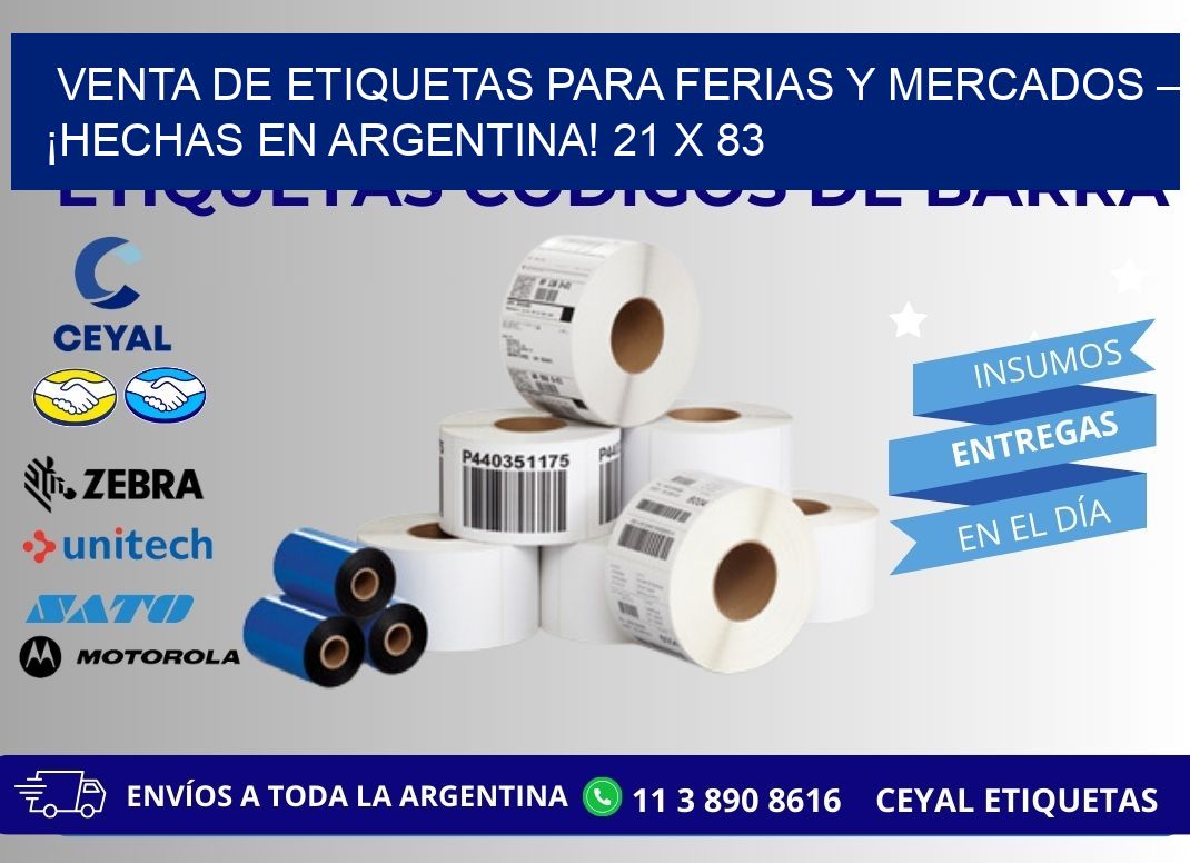 VENTA DE ETIQUETAS PARA FERIAS Y MERCADOS – ¡HECHAS EN ARGENTINA! 21 x 83