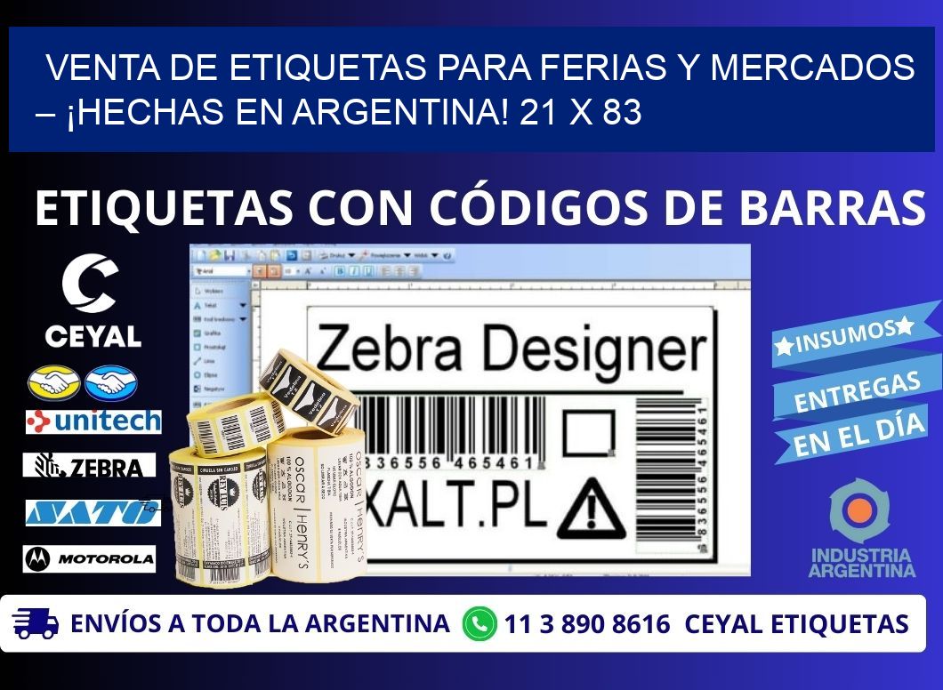 VENTA DE ETIQUETAS PARA FERIAS Y MERCADOS – ¡HECHAS EN ARGENTINA! 21 x 83