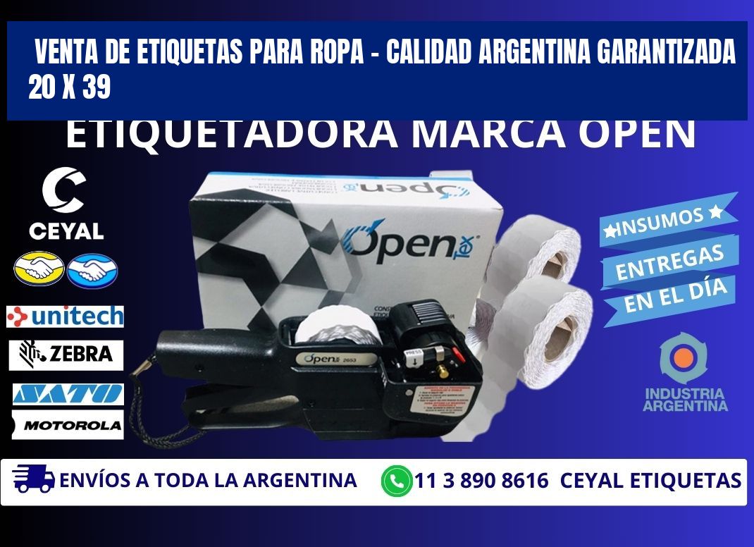 VENTA DE ETIQUETAS PARA ROPA – CALIDAD ARGENTINA GARANTIZADA 20 x 39