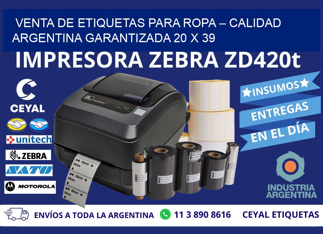 VENTA DE ETIQUETAS PARA ROPA – CALIDAD ARGENTINA GARANTIZADA 20 x 39