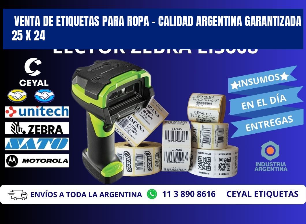 VENTA DE ETIQUETAS PARA ROPA – CALIDAD ARGENTINA GARANTIZADA 25 x 24