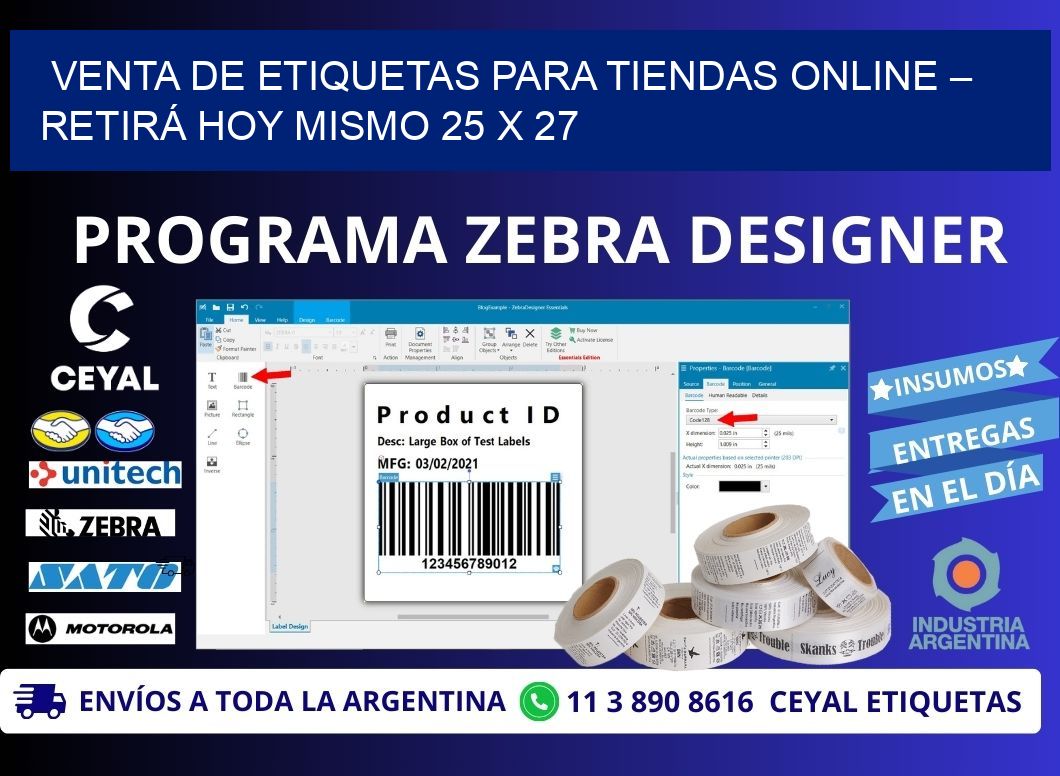 VENTA DE ETIQUETAS PARA TIENDAS ONLINE – RETIRÁ HOY MISMO 25 x 27