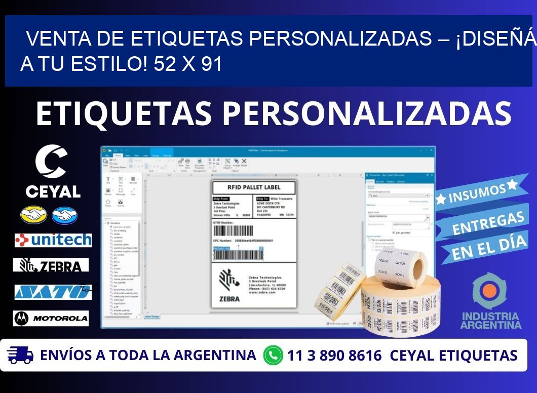 VENTA DE ETIQUETAS PERSONALIZADAS – ¡DISEÑÁ A TU ESTILO! 52 x 91