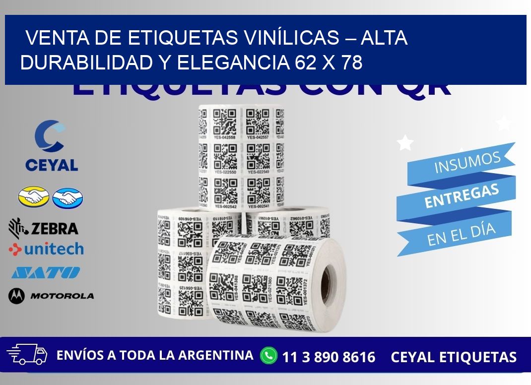 VENTA DE ETIQUETAS VINÍLICAS – ALTA DURABILIDAD Y ELEGANCIA 62 x 78