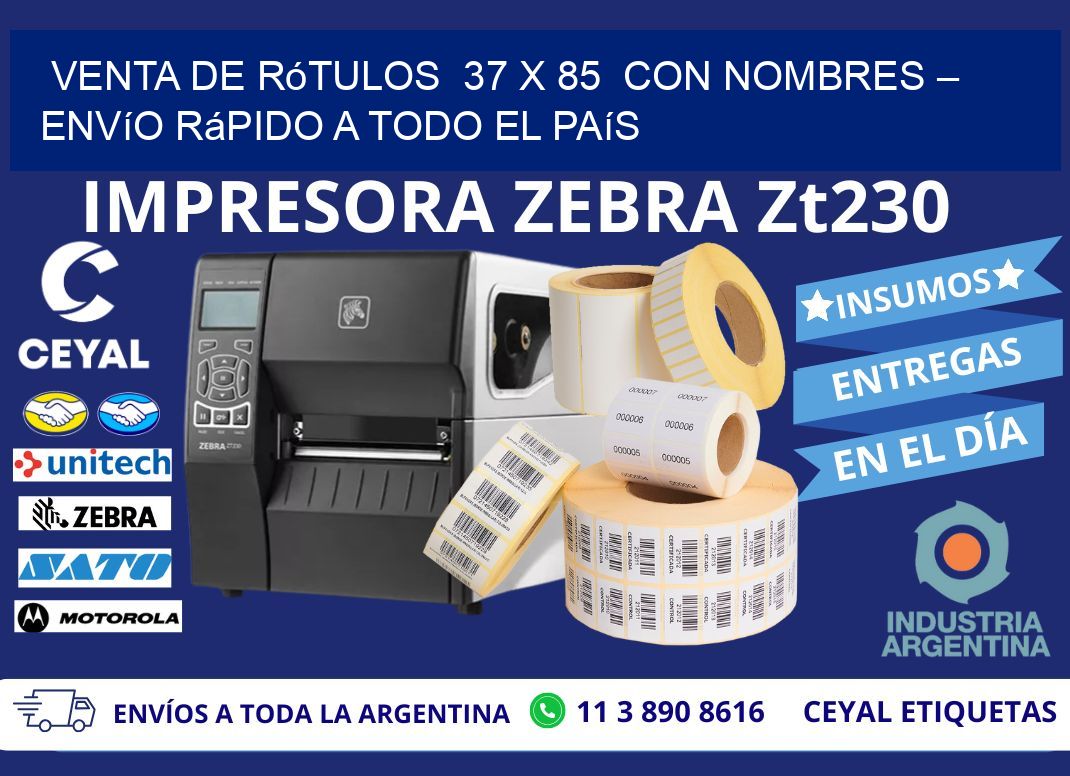 Venta de Rótulos  37 x 85  con Nombres – Envío Rápido a Todo el País