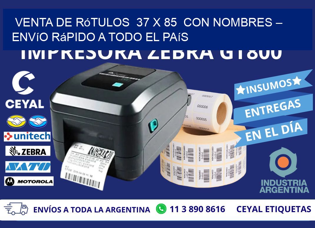 Venta de Rótulos  37 x 85  con Nombres – Envío Rápido a Todo el País