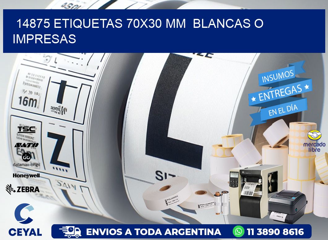 14875 ETIQUETAS 70x30 mm BLANCAS O IMPRESAS