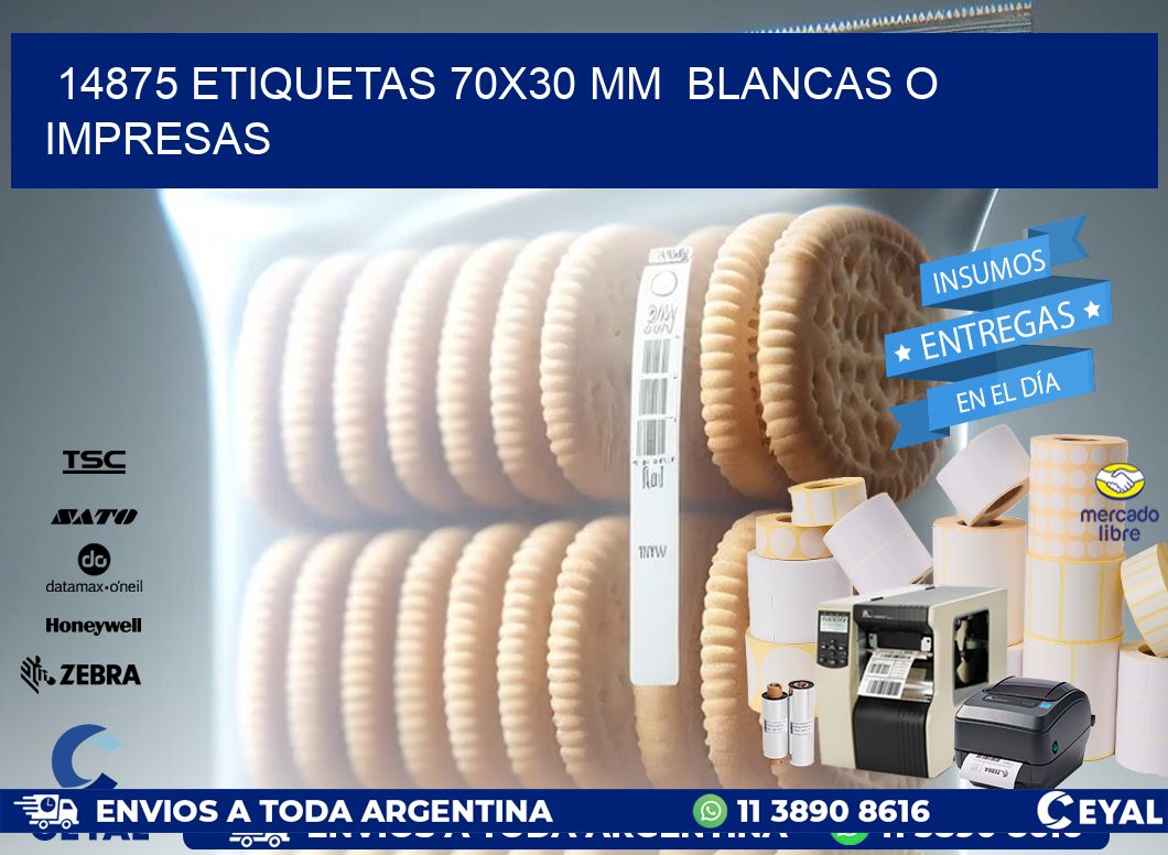 14875 ETIQUETAS 70x30 mm BLANCAS O IMPRESAS