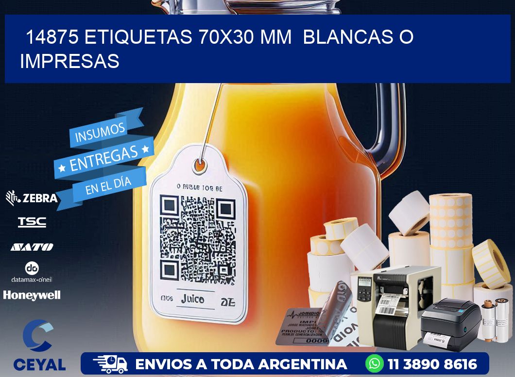 14875 ETIQUETAS 70x30 mm BLANCAS O IMPRESAS