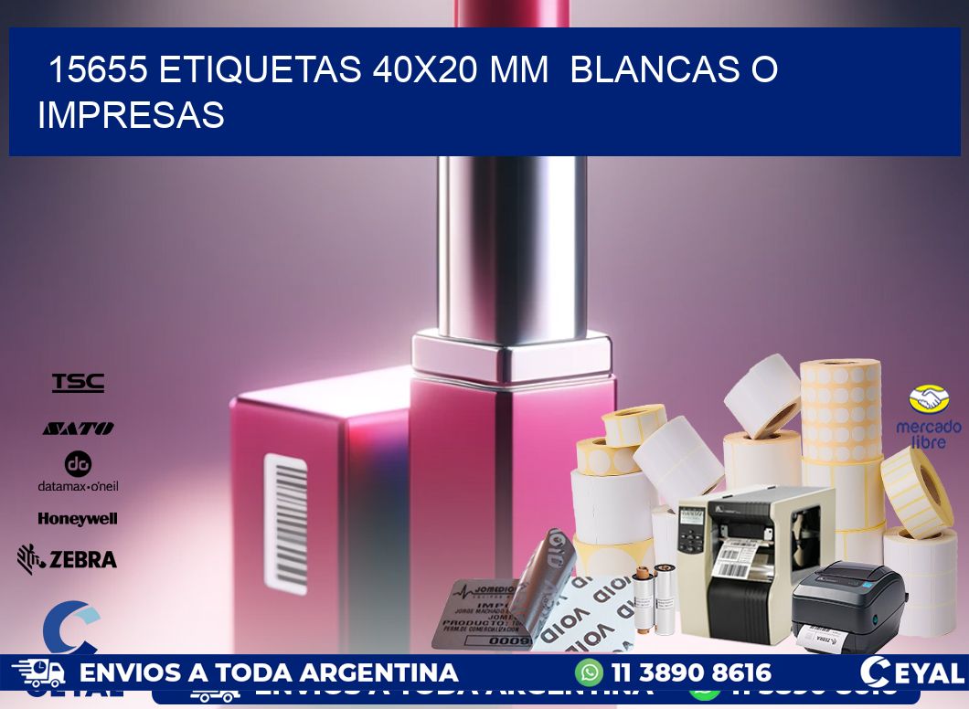 15655 ETIQUETAS 40×20 mm  BLANCAS O IMPRESAS
