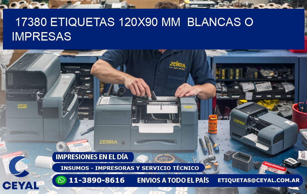 17380 ETIQUETAS 120x90 mm  BLANCAS O IMPRESAS