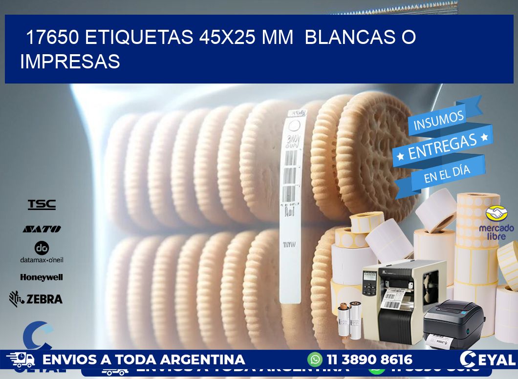 17650 ETIQUETAS 45x25 mm  BLANCAS O IMPRESAS