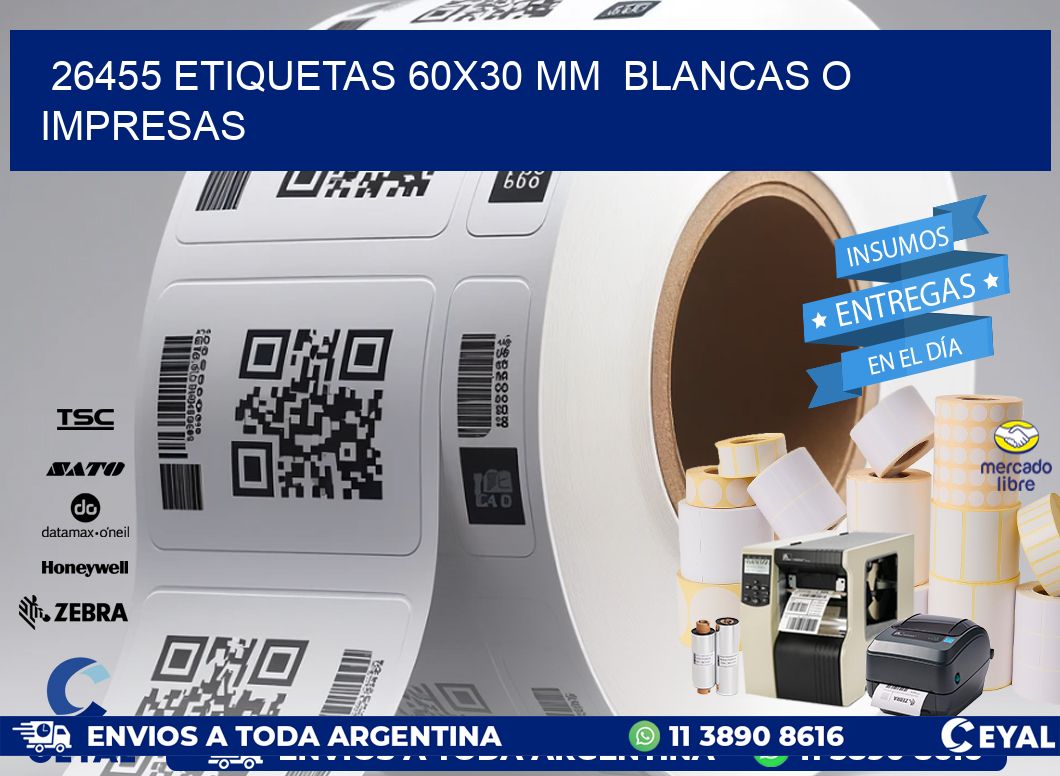 26455 ETIQUETAS 60x30 mm BLANCAS O IMPRESAS