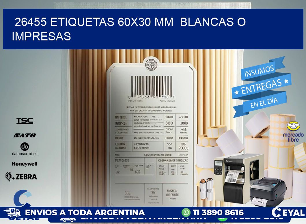 26455 ETIQUETAS 60x30 mm BLANCAS O IMPRESAS