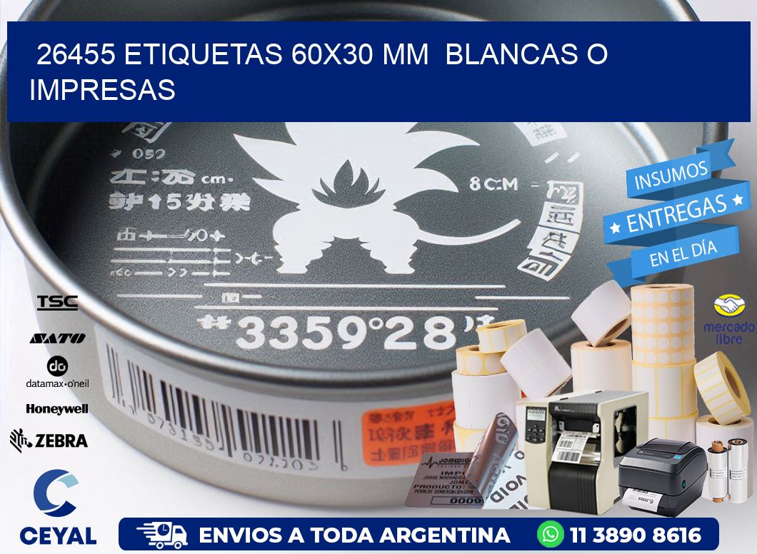 26455 ETIQUETAS 60x30 mm BLANCAS O IMPRESAS