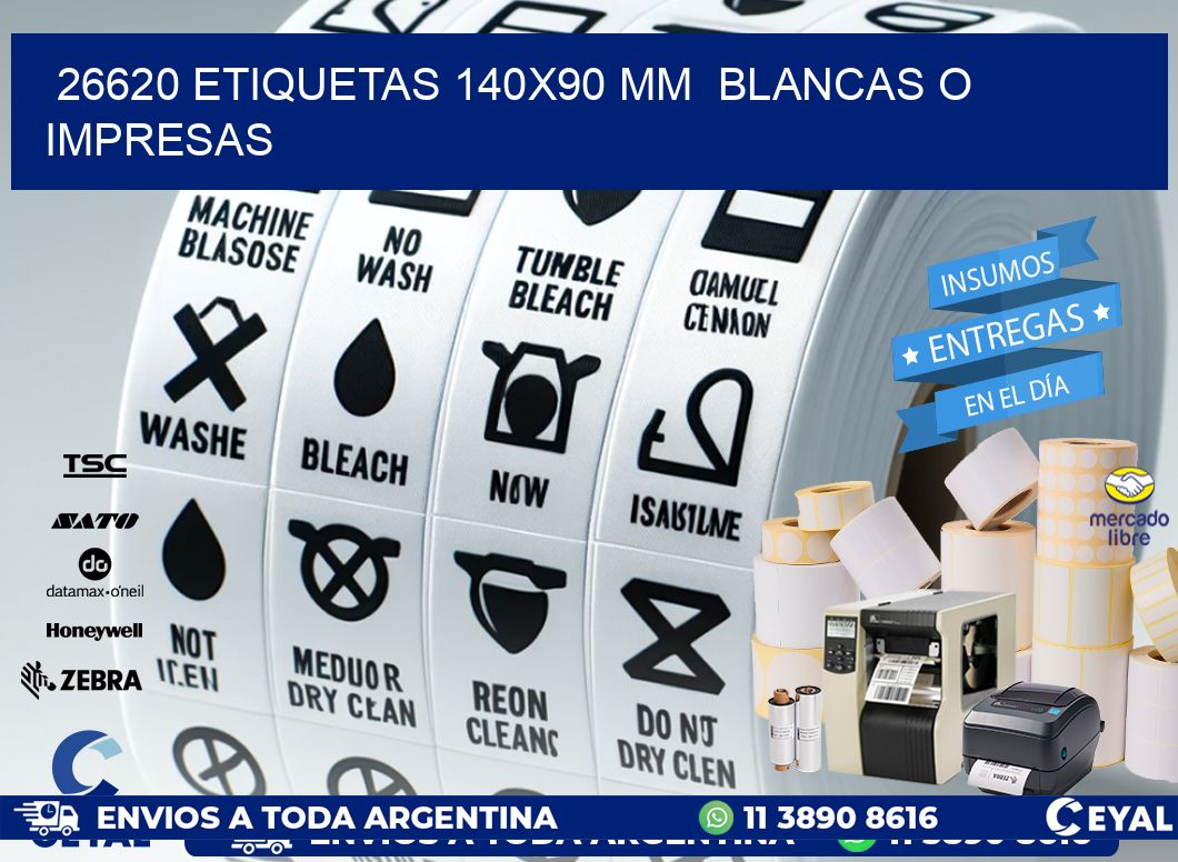 26620 ETIQUETAS 140x90 mm BLANCAS O IMPRESAS