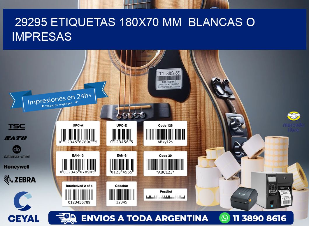 29295 ETIQUETAS 180x70 mm  BLANCAS O IMPRESAS