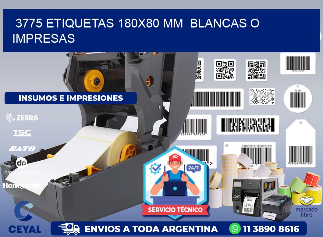 3775 ETIQUETAS 180x80 mm  BLANCAS O IMPRESAS