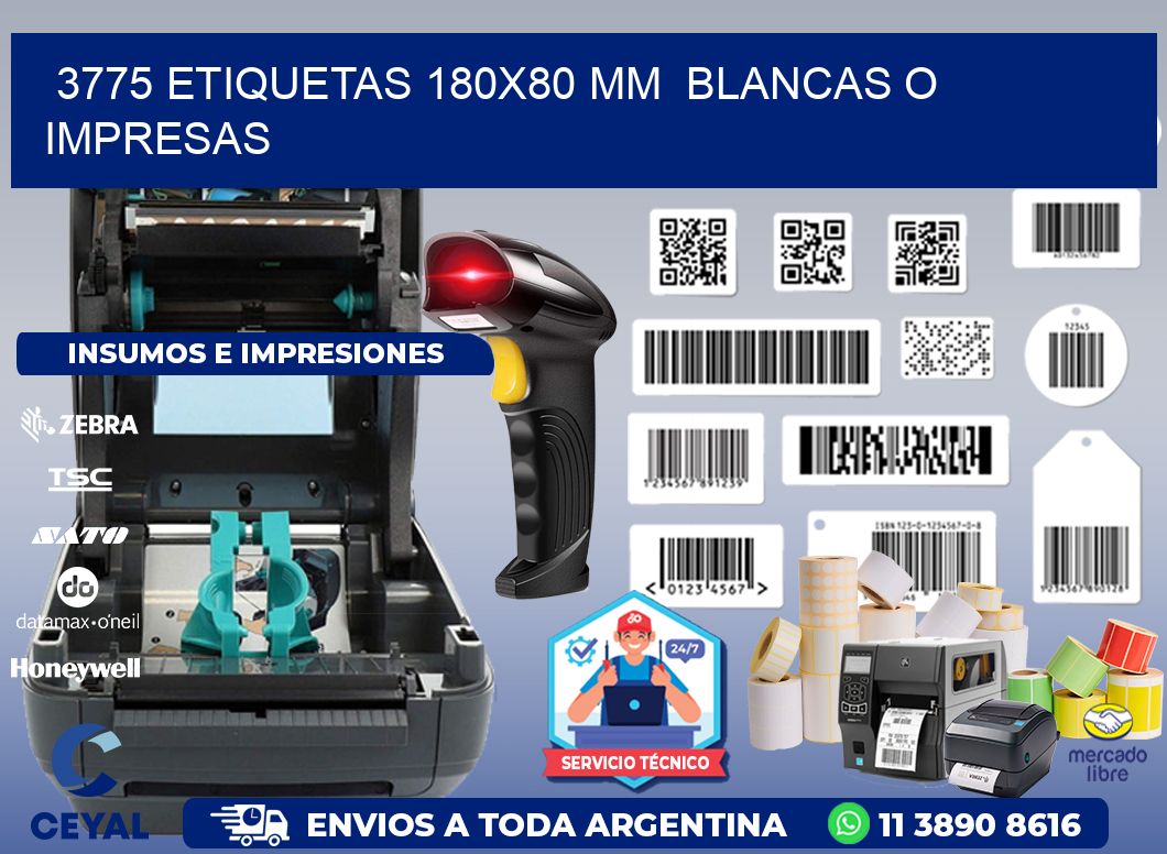 3775 ETIQUETAS 180x80 mm  BLANCAS O IMPRESAS