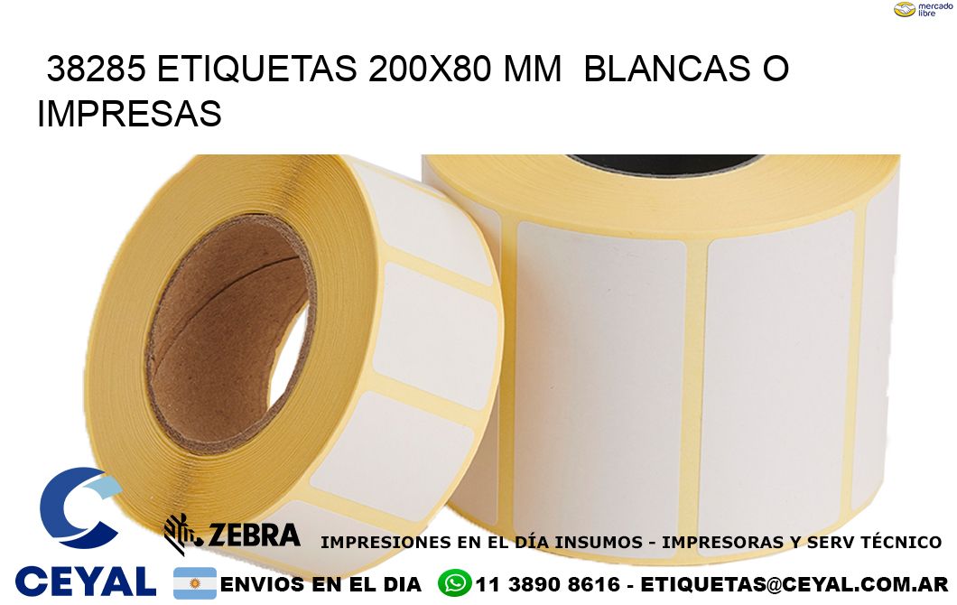 38285 ETIQUETAS 200x80 mm BLANCAS O IMPRESAS