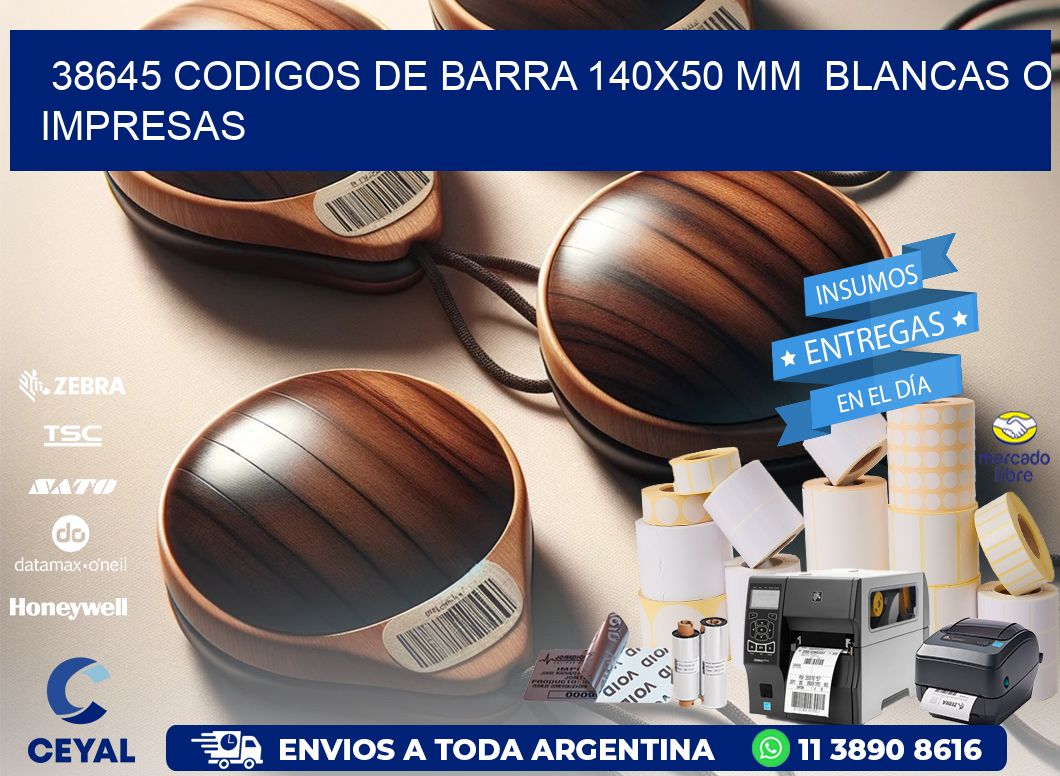 38645 CODIGOS DE BARRA 140x50 mm BLANCAS O IMPRESAS