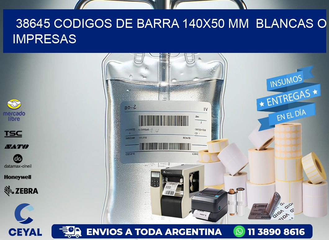 38645 CODIGOS DE BARRA 140×50 mm  BLANCAS O IMPRESAS