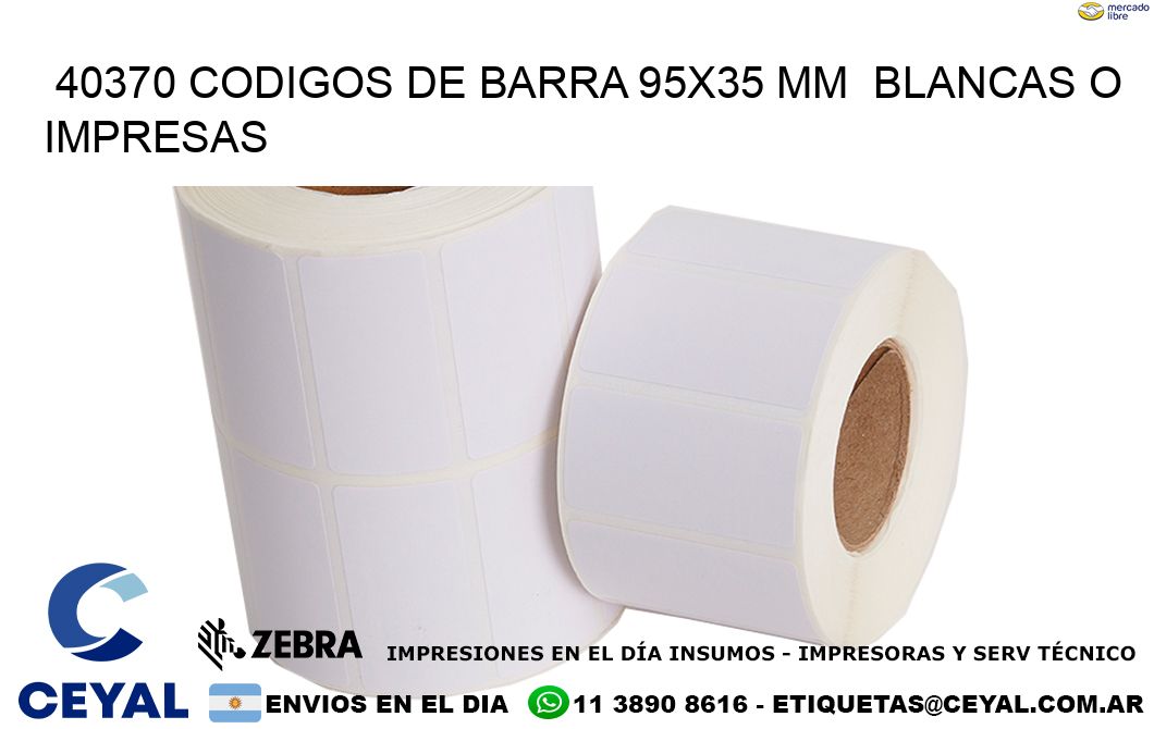 40370 CODIGOS DE BARRA 95x35 mm  BLANCAS O IMPRESAS