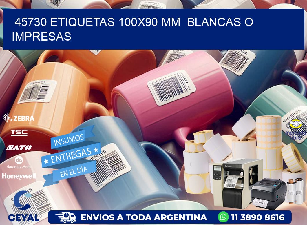 45730 ETIQUETAS 100x90 mm  BLANCAS O IMPRESAS