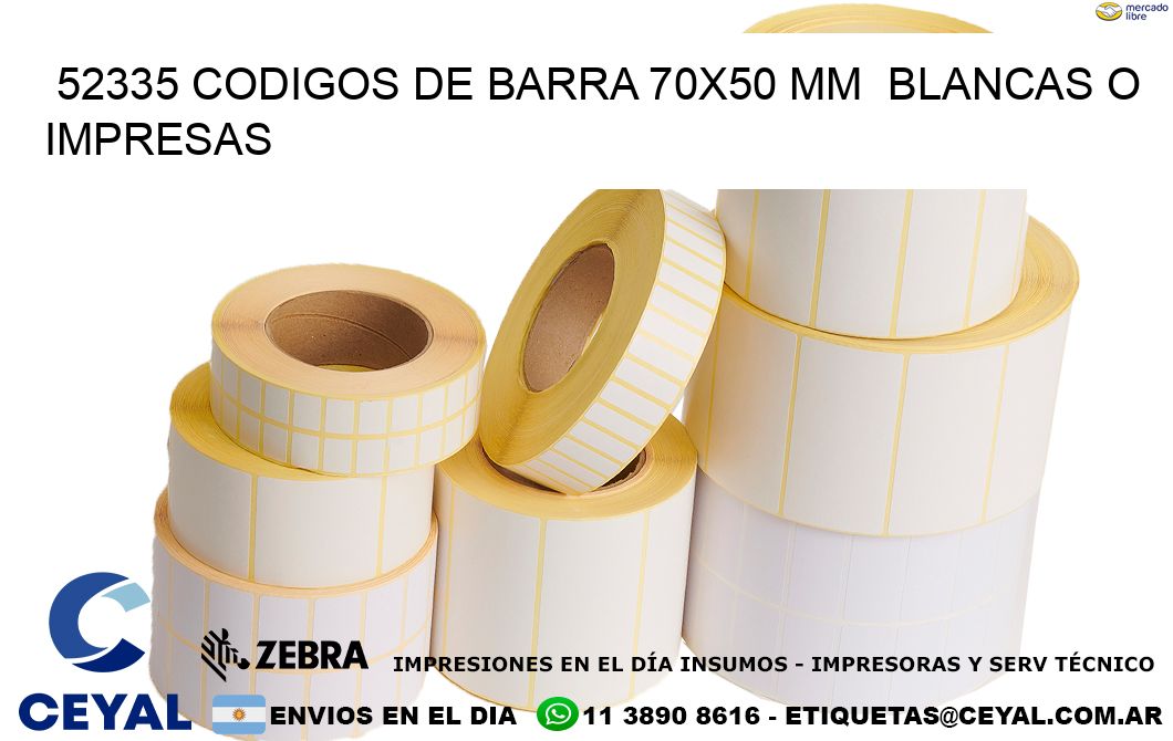 52335 CODIGOS DE BARRA 70x50 mm  BLANCAS O IMPRESAS