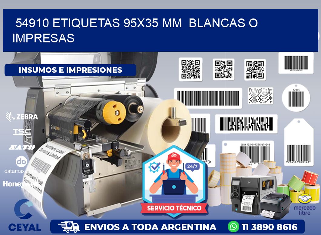 54910 ETIQUETAS 95x35 mm  BLANCAS O IMPRESAS