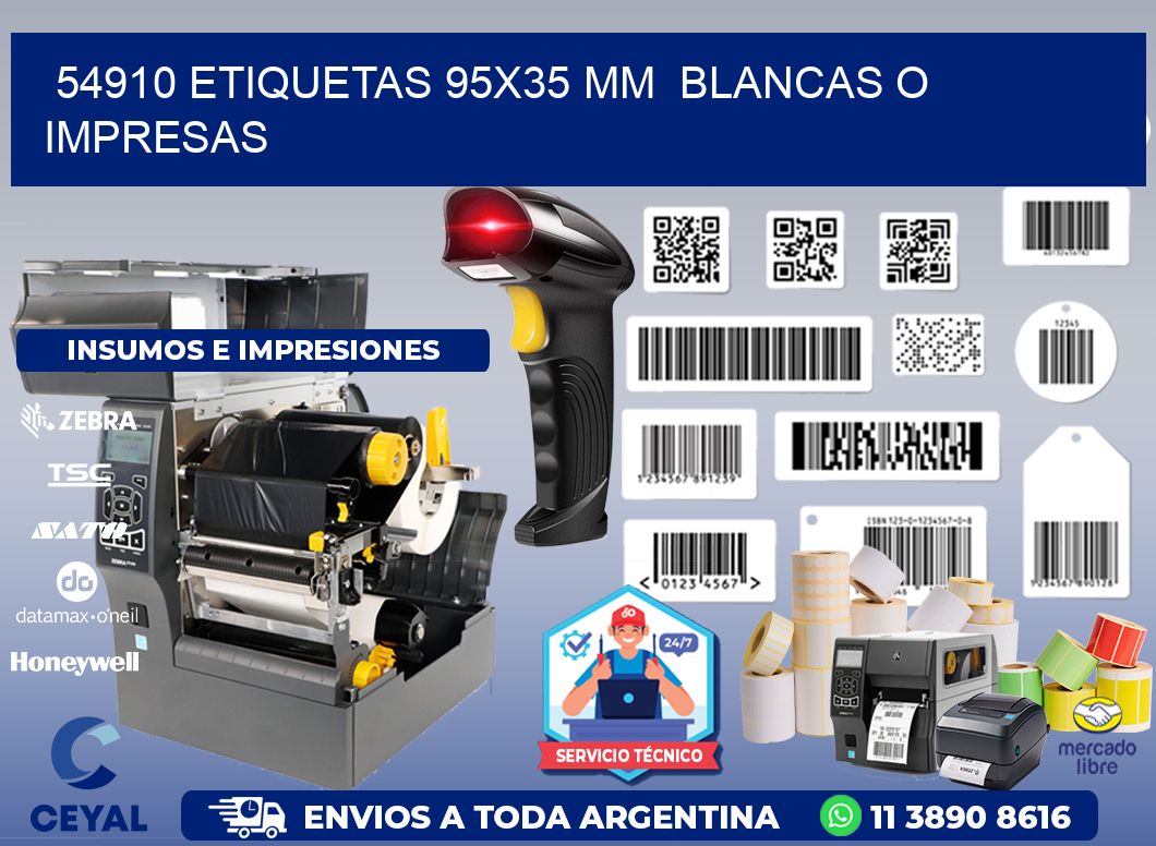 54910 ETIQUETAS 95x35 mm  BLANCAS O IMPRESAS