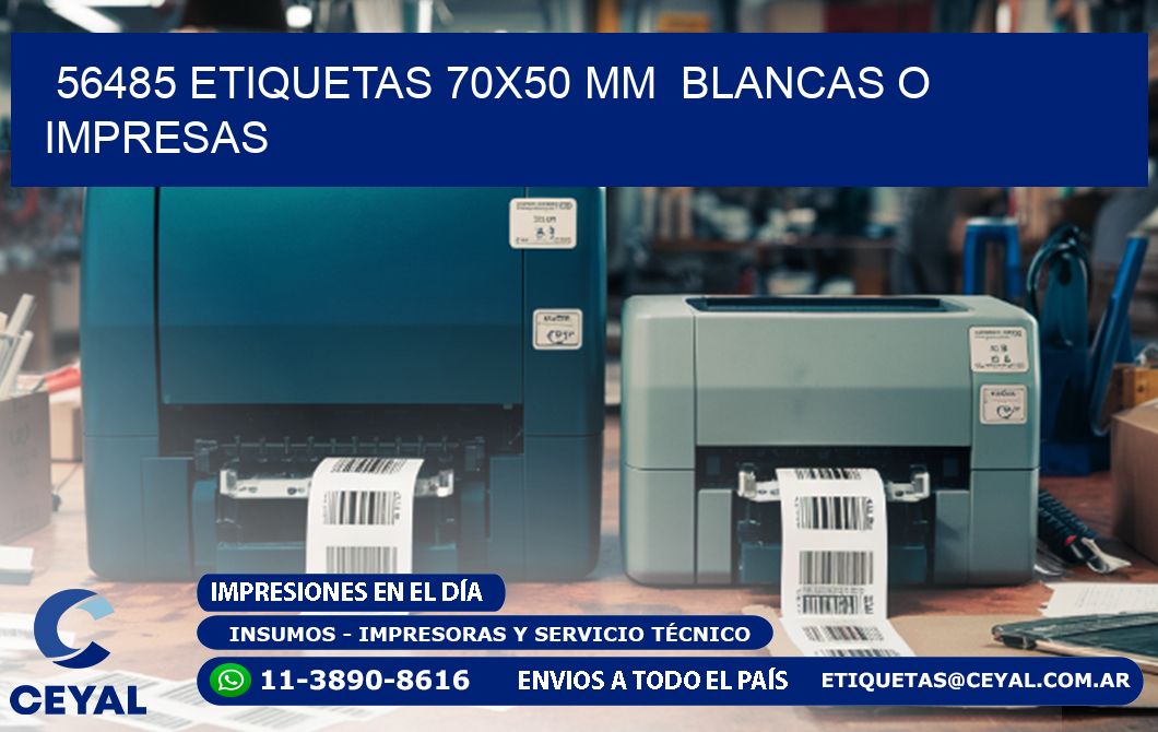 56485 ETIQUETAS 70x50 mm  BLANCAS O IMPRESAS