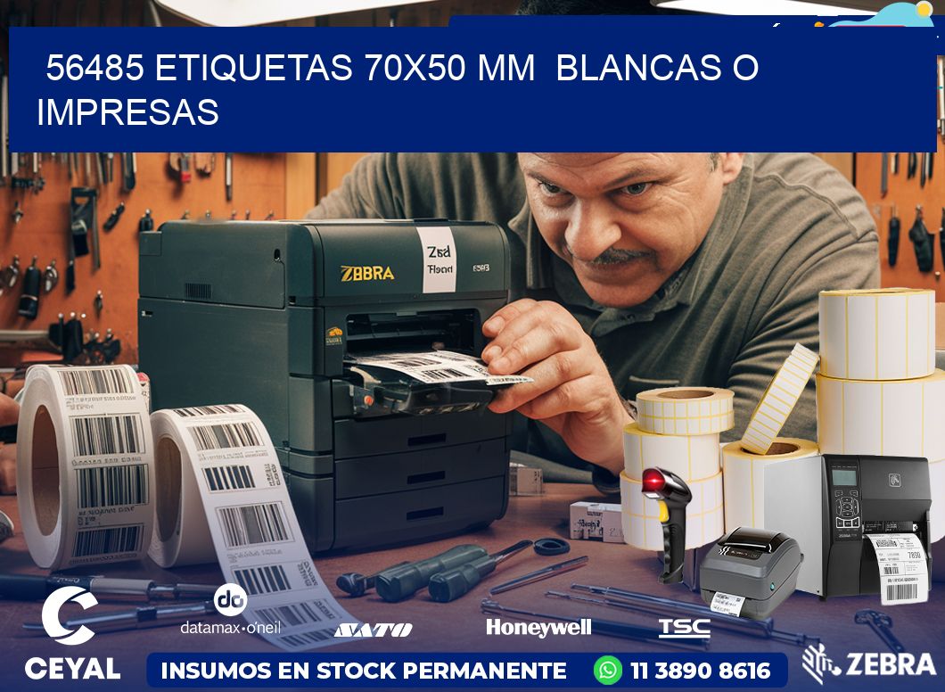 56485 ETIQUETAS 70×50 mm  BLANCAS O IMPRESAS