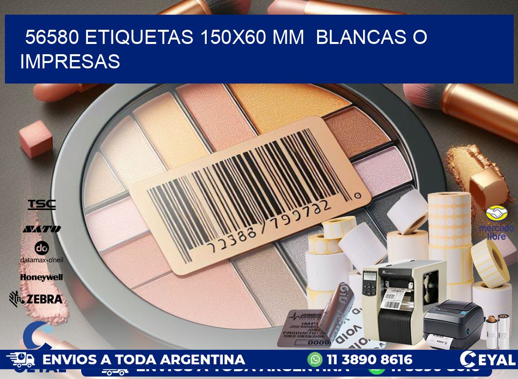 56580 ETIQUETAS 150×60 mm  BLANCAS O IMPRESAS