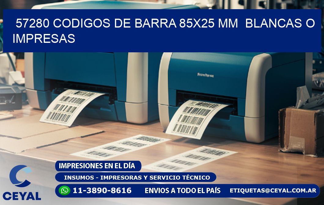 57280 CODIGOS DE BARRA 85x25 mm  BLANCAS O IMPRESAS