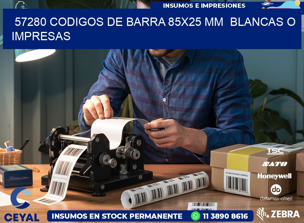 57280 CODIGOS DE BARRA 85×25 mm  BLANCAS O IMPRESAS