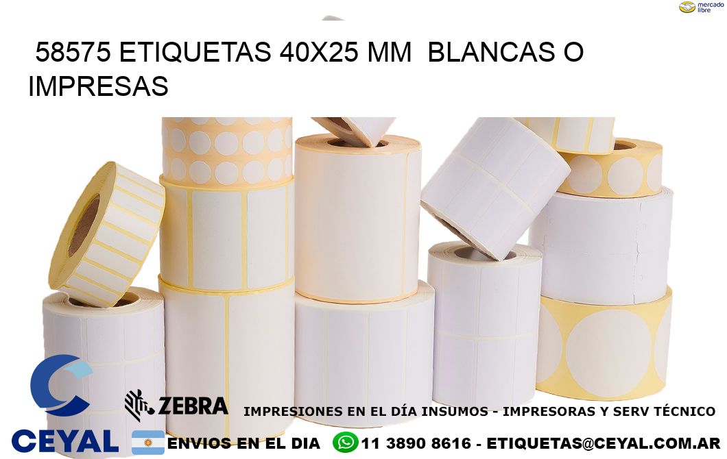 58575 ETIQUETAS 40x25 mm  BLANCAS O IMPRESAS